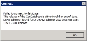 Geodatabase is either invalid or out of date
